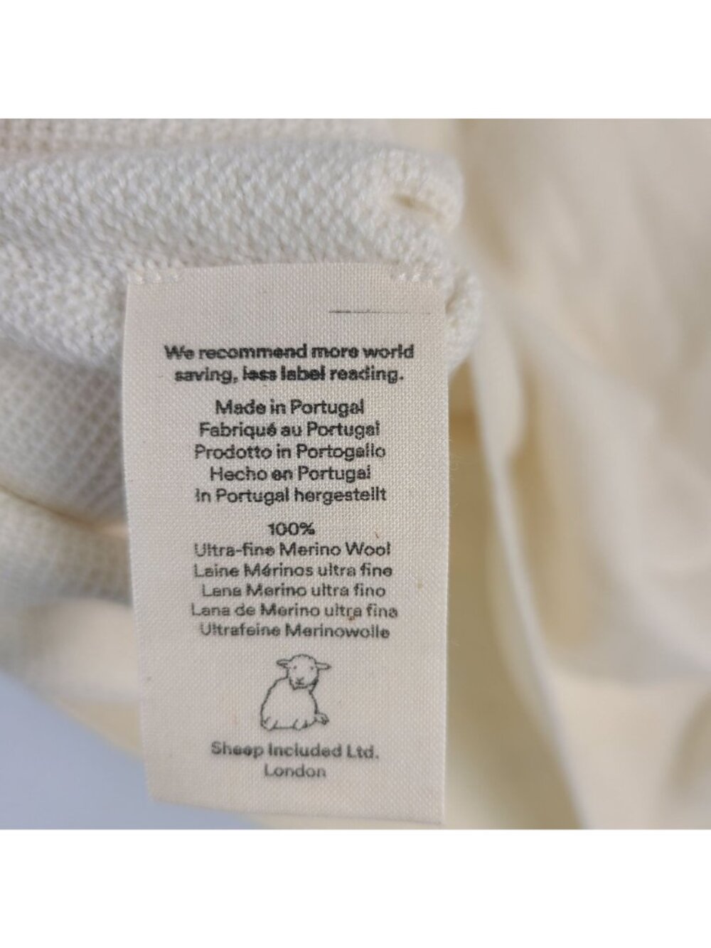 NEW Sheep Inc. Mens Pique Polo Shirt Raw White 100% Ultra-Fine Merino Wool Sz M - Picture 5 of 8